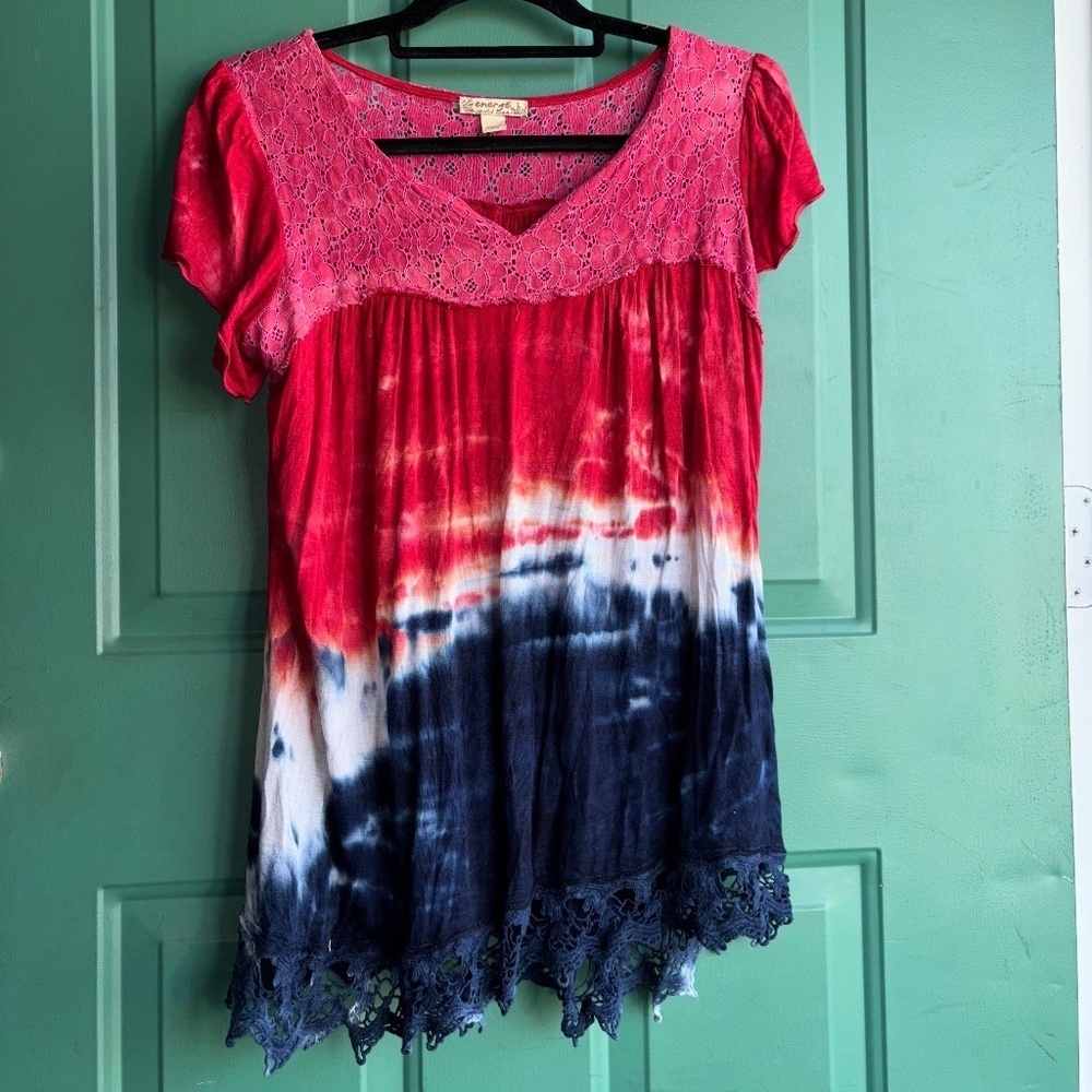 Energe large top red white blue Independence Day